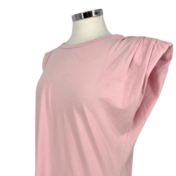 St. Roche Pink Echo Mini Dress Supima Cotton Padded Shoulders Size XL - Picture 5 of 13